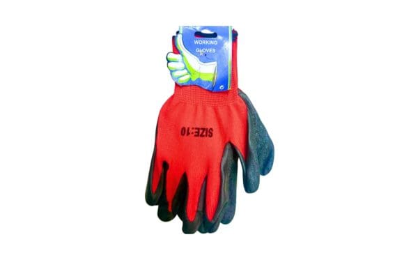 40% Polyester 60% Black / Red Nitrile Gloves (Size 10)