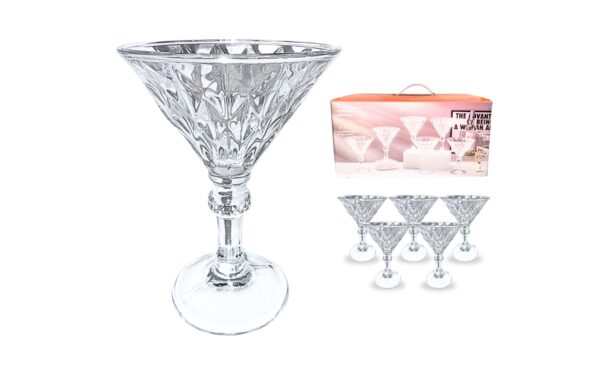 6pc Embossed Martini Glass Set