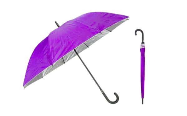 37" Solid Color Automatic Umbrella w/ Curved Handle (44" Diameter) - Image 3