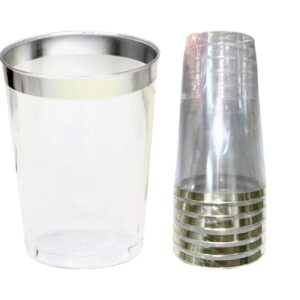6pk 10oz Plastic Cups w/ Silver Rim