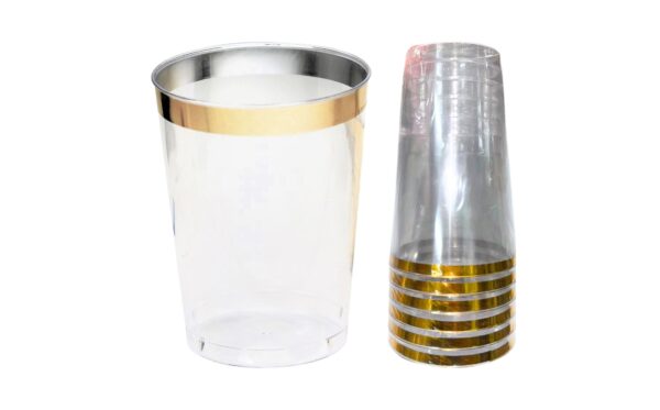 6pk 16oz Plastic Cups w/ Gold Rim