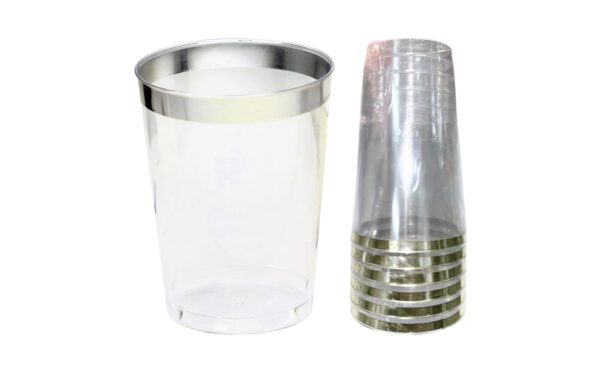 6pk 16oz Plastic Cups w/ Silver Rim