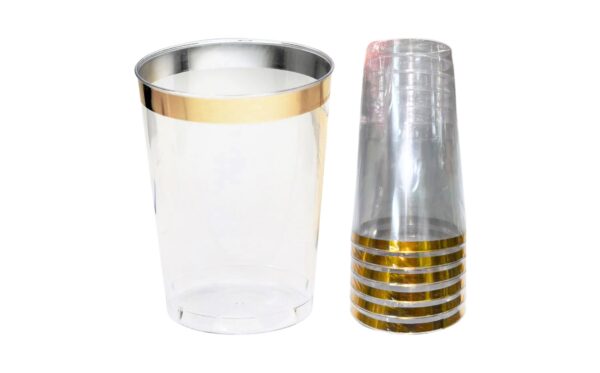6pk 10oz Plastic Cups w/ Gold Rim