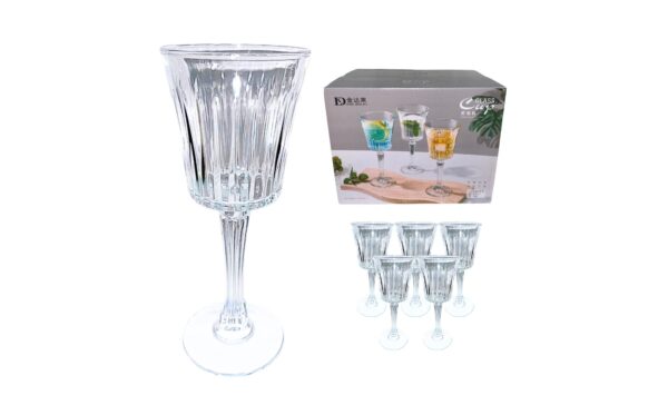6pc 295ml Ribbed Stem Glass
