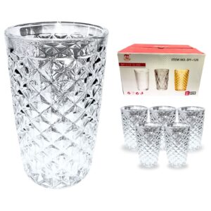 6pc 325ml Diamond Cut Glass Tumblers
