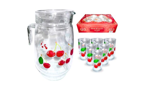 7pc Glass & Pitcher Set 'Fruit'