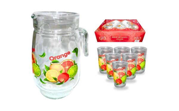 7pc Glass & Pitcher Set 'Fruit' - Image 2