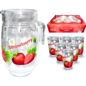 7pc Glass & Pitcher Set 'Fruit'