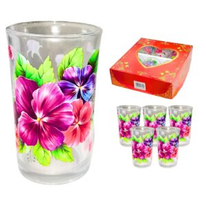 6pc Glass Tumblers 'Flower'