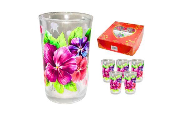 6pc Glass Tumblers 'Flower'
