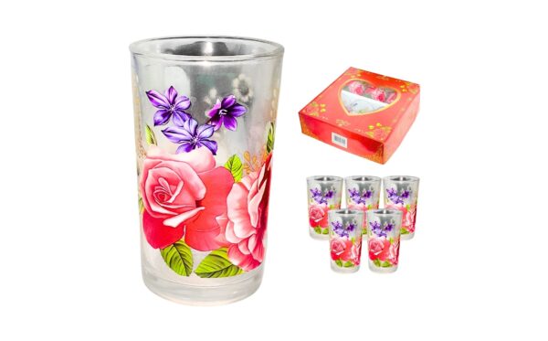 6pc Glass Tumblers 'Flower' - Image 2