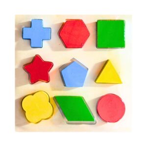 9pc Wooden Shapes Puzzle on 7" Tray