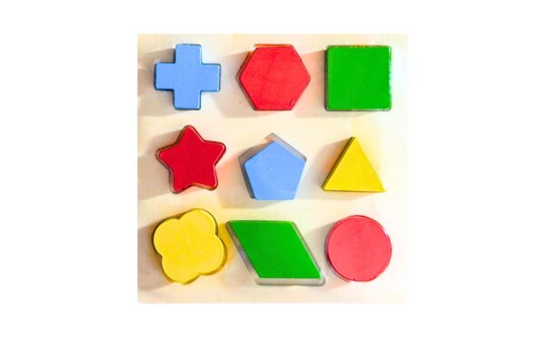 9pc Wooden Shapes Puzzle on 7" Tray