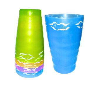 4pk 3" x 5" Plastic Tumblers w/ Horizontal Ridges