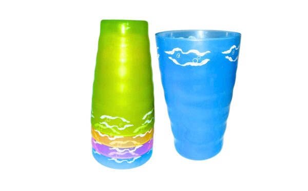 4pk 3" x 5" Plastic Tumblers w/ Horizontal Ridges