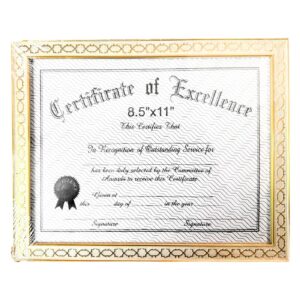 8.5" x 11" Certificate Frame w/ Gold Embossed Designs