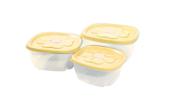 3pcs Square Plastic Container w/ Colored Lid - Image 3