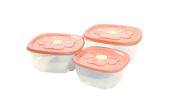 3pcs Square Plastic Container w/ Colored Lid - Image 2