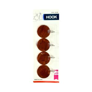 4pk 1.75" Round Wood Look Adhesive Hooks