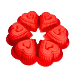 6 cup Heart Silicone Mould in Round Tray