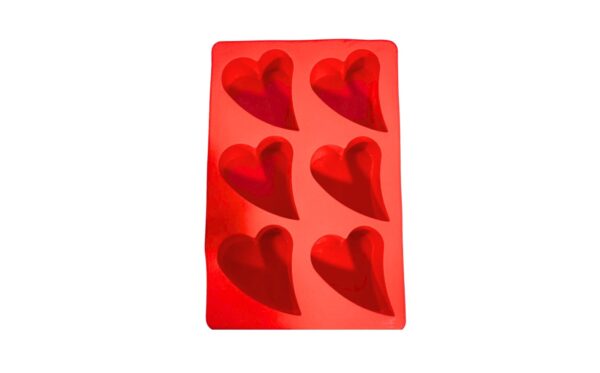 6 cup Heart Silicone Mould in Rectangular Tray