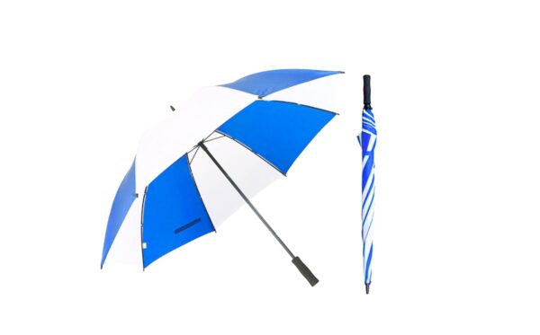 43" Manual Blue & White Golf Umbrella w/ Foam Handle