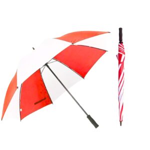 43" Manual Red & White Golf Umbrella w/ Foam Handle