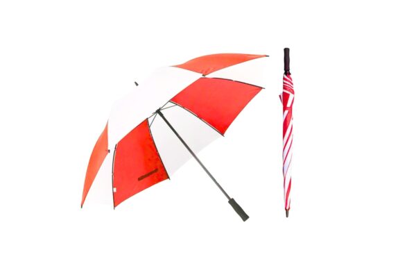 43" Manual Red & White Golf Umbrella w/ Foam Handle