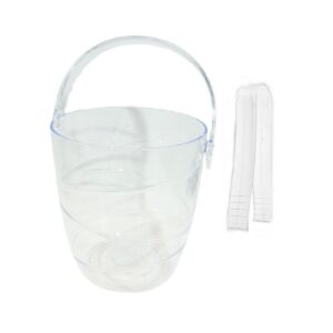 5.5" x 6" Clear Plastic Ice Bucket w/ Handle & Tongs