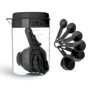 Covered Measuring Cup Set w/ 6 Spoons