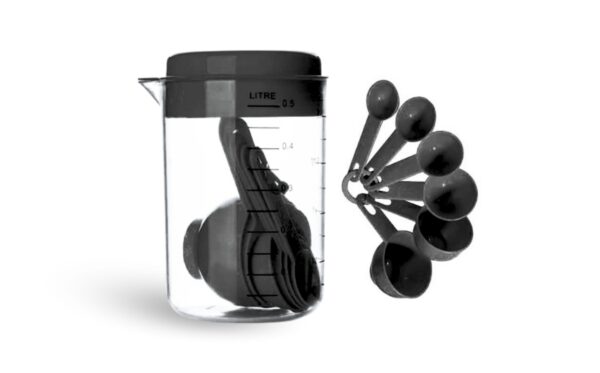 Covered Measuring Cup Set w/ 6 Spoons