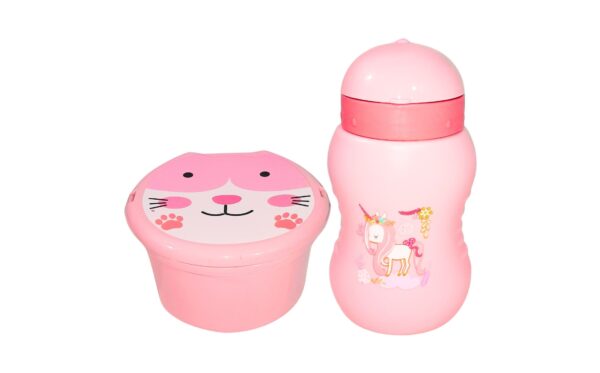 2pc Round Lunch Box & Bottle Set