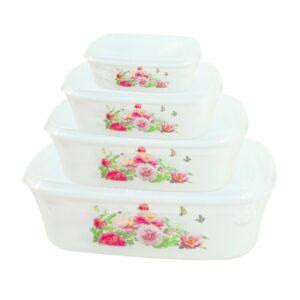 4pc Rectangular Printed Plastic Container