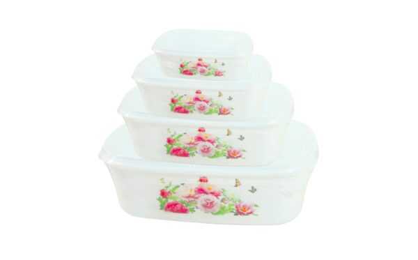 4pc Rectangular Printed Plastic Container