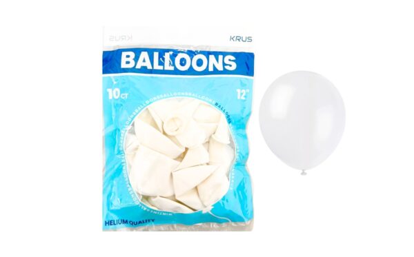 10ct 12" Standard White Balloon 'Krus'