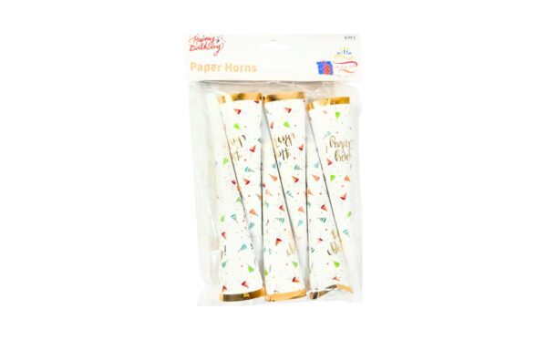 6pk 8" Party Horn 'Happy Birthday'