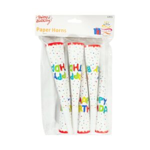 6pk 8" Party Horn 'Happy Birthday'