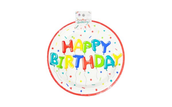 12pk 9" Paper Plate 'Happy Birthday'