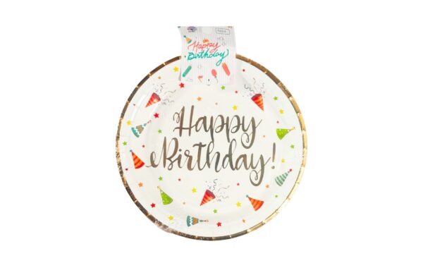 6pk 7" Paper Plate 'Happy Birthday'