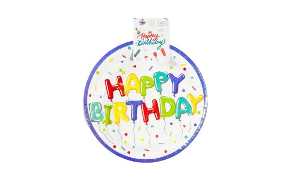 12pk 7" Paper Plates 'Happy Birthday'