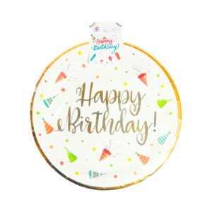 6pk 9" Paper Plate 'Happy Birthday'