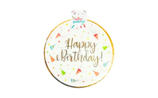 6pk 9" Paper Plate 'Happy Birthday'