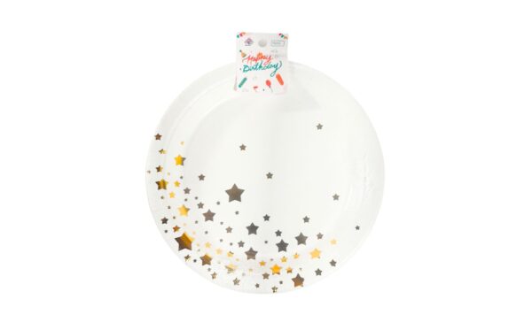 6pk 9" Paper Plate w/ Gold Stars