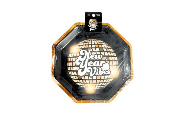 12pk 9" Octagonal Paper Plate 'New Year Vibes'