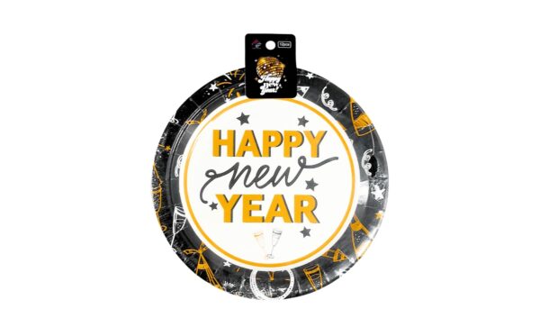 12pk 9" Paper Plate 'New Year'