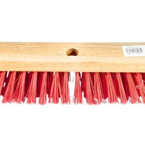 30cm x 6cm Red Bristle Deck Broom w/ Stick