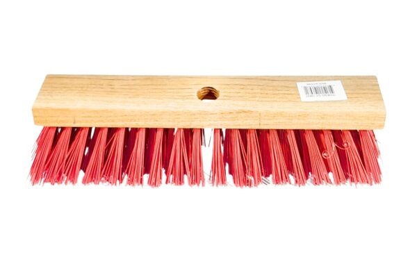 30cm x 6cm Red Bristle Deck Broom w/ Stick
