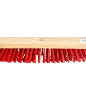 40cm x 6cm Red Bristle Deck Broom w/ Stick