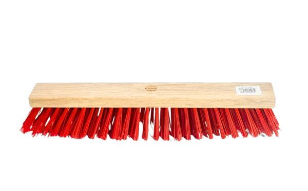 40cm x 6cm Red Bristle Deck Broom w/ Stick