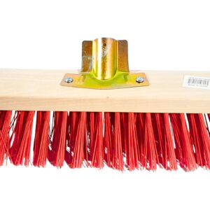 32cm x 7cm  Red Bristle Deck Broom w/ Metal Stick Holder (Includes Stick)